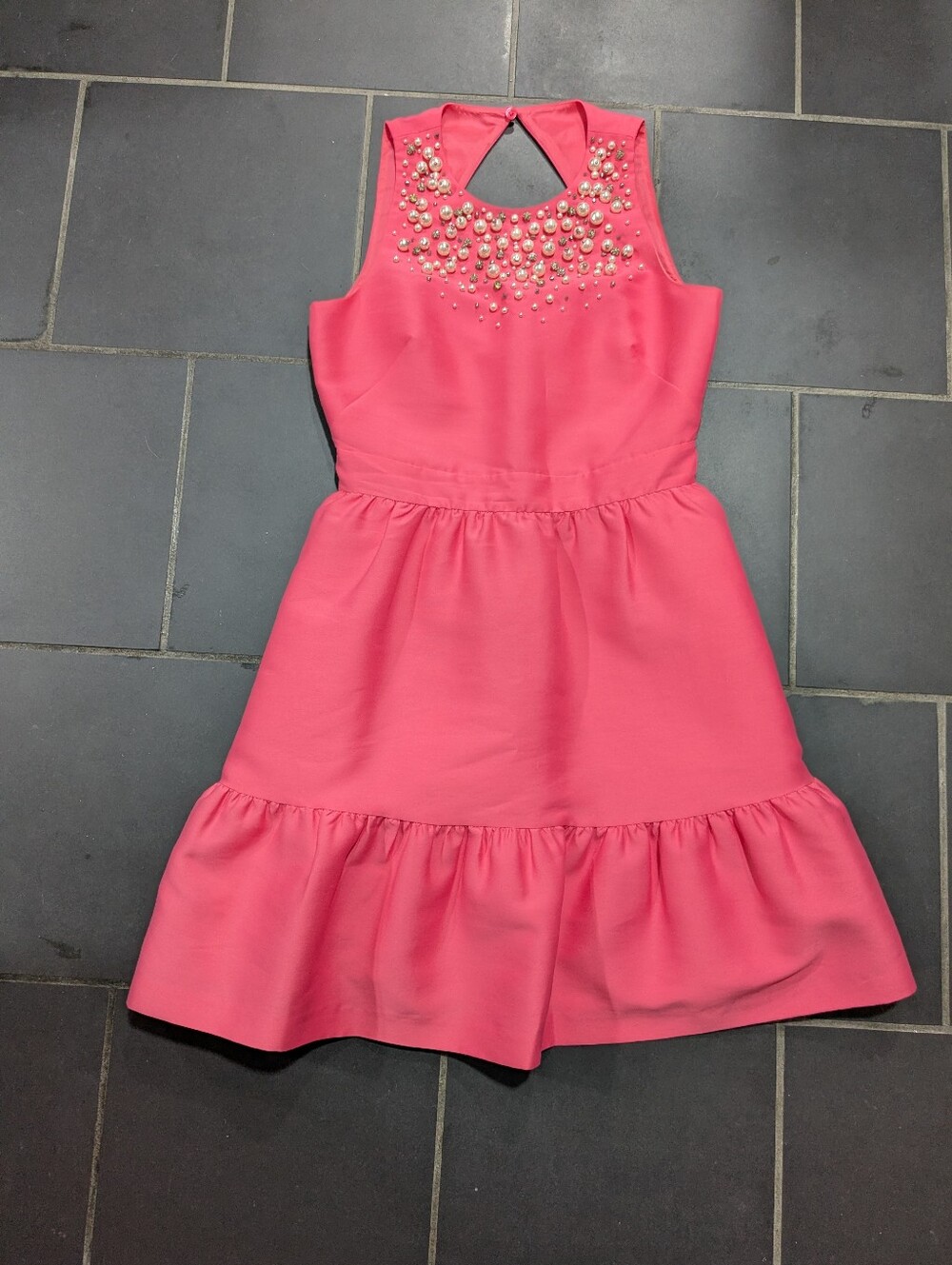 kate spade Coral Pink Pearl-Embellished Sleeveless Dress